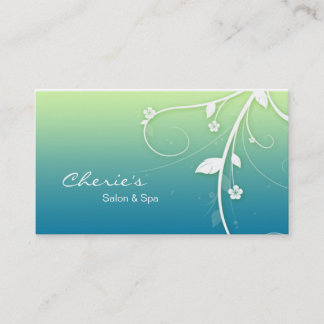 Green Blue Floral Swirls business card