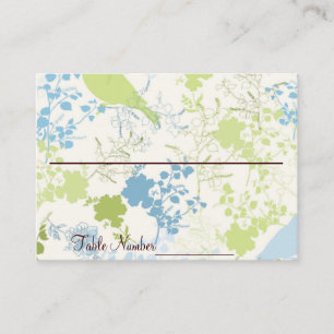 Green & Blue Floral Wedding Table Number Cards