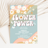 Green Blue Flower Power Hippie 70s Retro Birthday