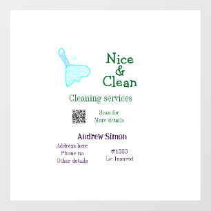 Green blue gitter clean mop add name address q r b