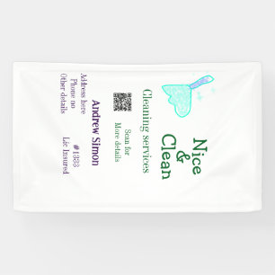 Green blue gitter clean mop add name address q r b banner