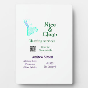 Green blue gitter clean mop add name address q r b plaque