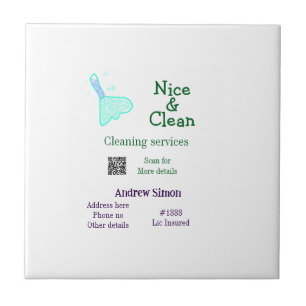 Green blue gitter clean mop add name address q r b tile