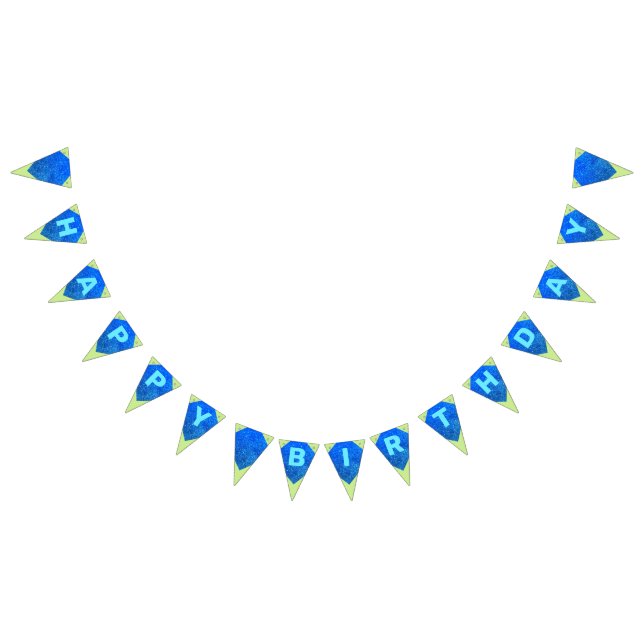Green & Blue Glitter Happy Birthday Bunting Flags (All)