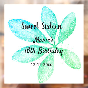 green blue glitter leaves 16 th birthday add name 