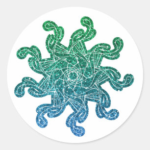 Green & Blue Glitter Mandala Stickers