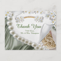 Green,Blue,gold,Ivory Silk & Pearl Tank Y Postcard