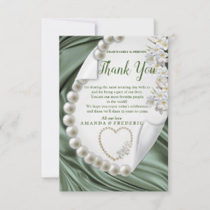 Green,Blue,Gold Ivory Silk & PearlsThank You card