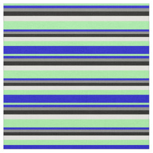 Green, Blue, Grey, Black & Light Yellow Pattern Fabric