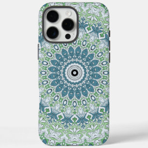 Green Blue Grey Coastal Mandala Kaleidoscope iPhone 16 Pro Max Case