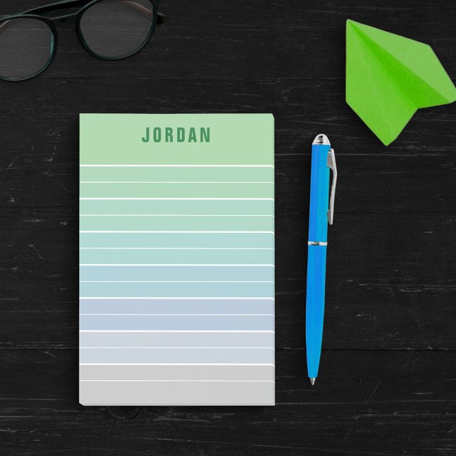 Green Blue Grey Ombre Lines Add Name Post-it Notes (Creator Uploaded)