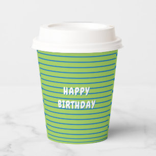Green & Blue Happy Birthday Child's Paper Cups