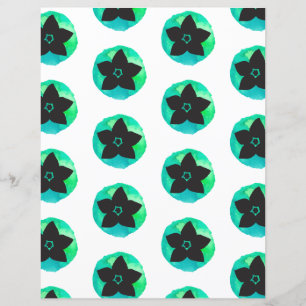 Green Blue Hawaiian Flower Scrapbook Paper