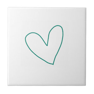 Green blue heart line art valentine's day name tile