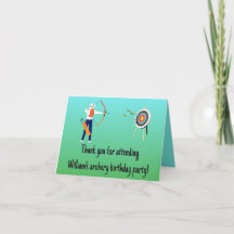 Green & Blue Kid's Archery Birthday Thank You Note