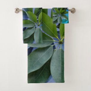 Green & Blue  Leaves Bathroom Towel Set