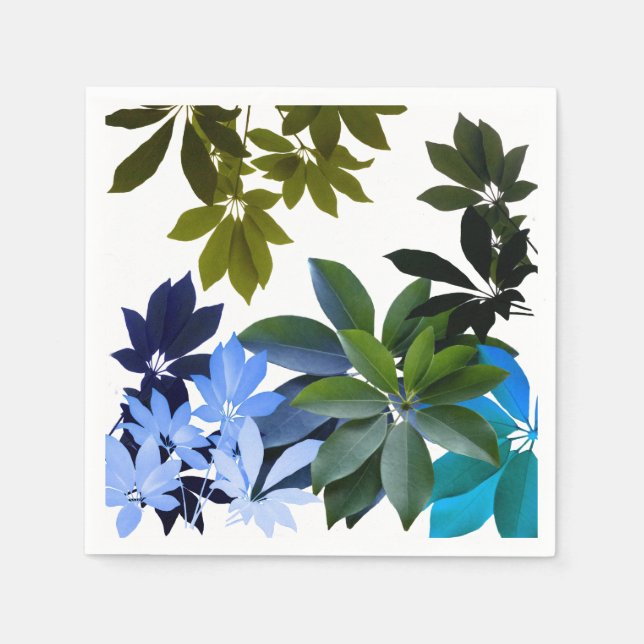 Green & Blue  Leaves Standard Cocktail Napkin (Front)