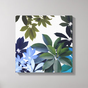 Green & Blue leaves Wrapped Canvas