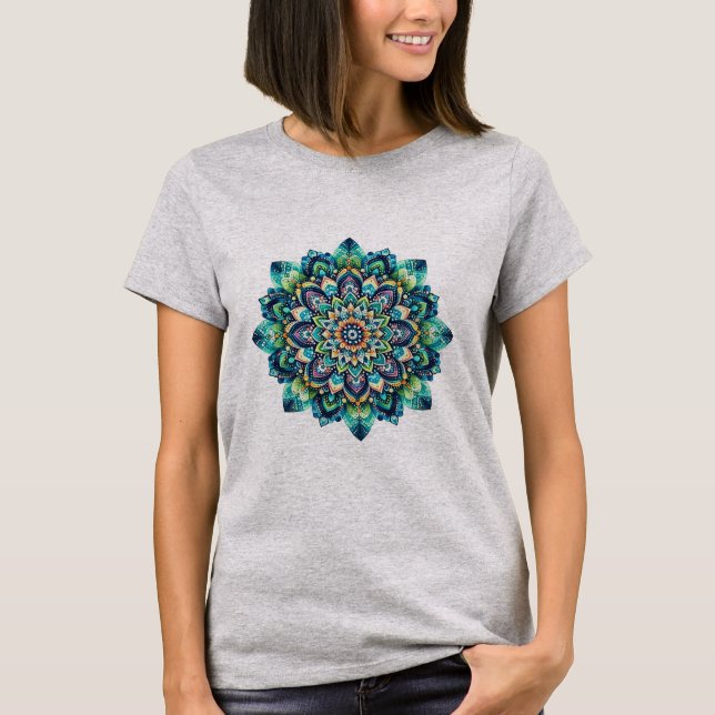 Green/Blue Mandala Basic T-Shirt (Front)