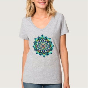 Green/Blue Mandala V-neck T-Shirt