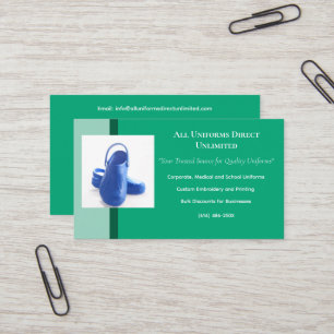 Green Blue Medical Clogs Uniform Business Card