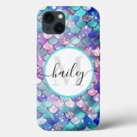 green blue  mermaid skin with glitter Case-Mate i