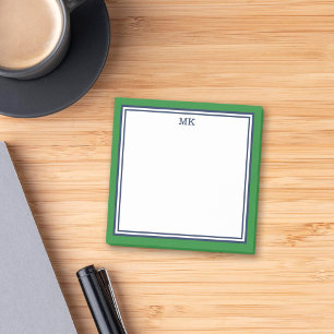 Green Blue Monogrammed Post-it Notes