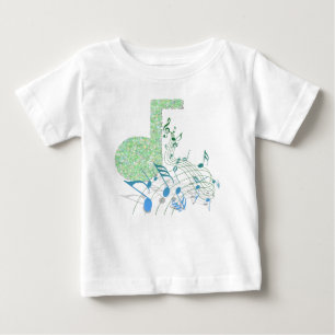 Green & Blue Music Notes White Baby Tutu Bodysuit