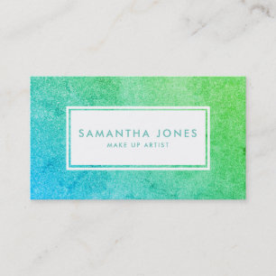 Green Blue Ombre Sparkle Glitter Make Up Artist Business Card