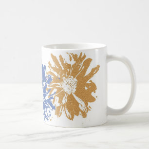 Green Blue Orange Flower Motif Coffee Mug