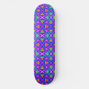 Green Blue Orange Mauve Rainbow Rhombus Pattern Skateboard