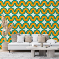 Green Blue Orange Yellow Half Circle Waves Pattern