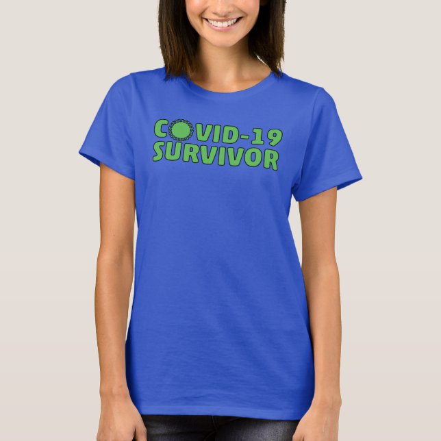Green Blue Pandemic Coronavirus Covid-19 Survivor T-Shirt (Front)