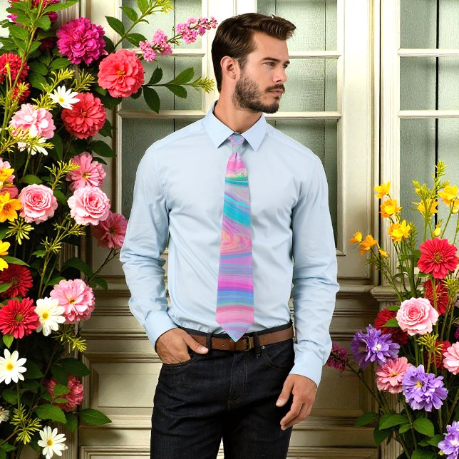 Green Blue Pastel Swirls Pattern Tie (Creator Uploaded)