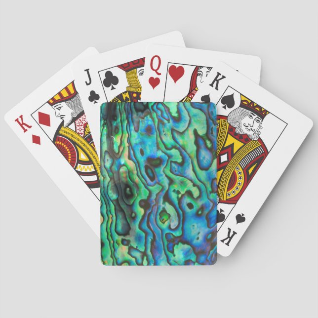 Green blue paua abalone shell playing cards (Back)