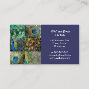 Green Blue Peacock photo collage Business Card