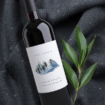 Green Blue Pine Woods Mountain Baby Shower Wine Label<br><div class="desc">For any further customisation or any other matching items,  please feel free to contact me at yellowfebstudio@gmail.com</div>