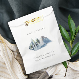 Green Blue Pine Woods Mountain Wedding Thanks Favour Bags