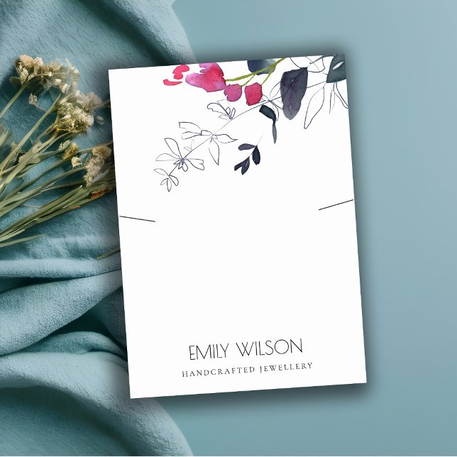 GREEN BLUE PINK EUCALYPTUS FAUNA NECKLACE DISPLAY BUSINESS CARD (Creator Uploaded)