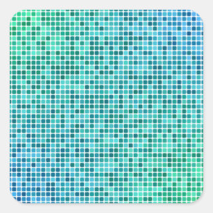 Green blue pixel mosaic square sticker