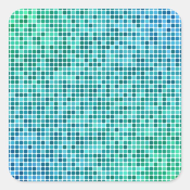 Green blue pixel mosaic square sticker (Front)