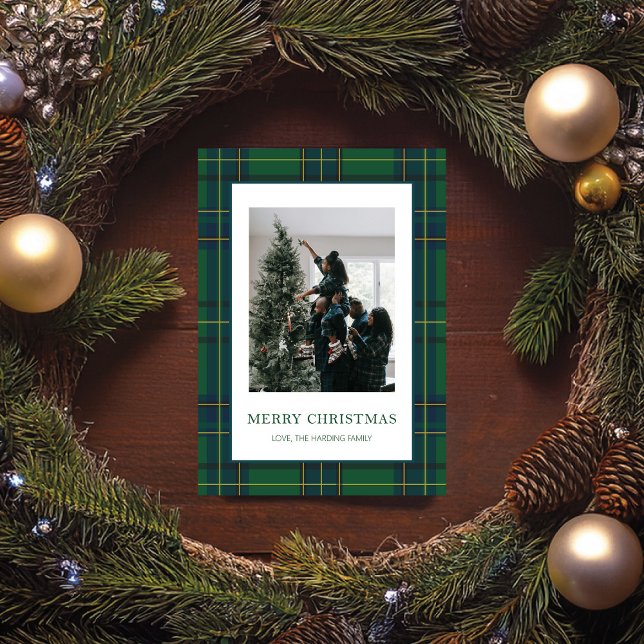 Green & Blue Plaid 1 Photo Christmas Card (Creator Uploaded)