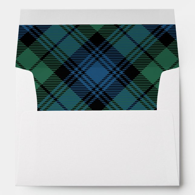 Green Blue Plaid Classic Christmas Campbell Tartan Envelope (Back (Bottom))