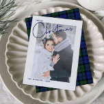 Green & Blue Plaid Merry Christmas Script Photo Holiday Card<br><div class="desc">This beautiful, modern Trendy Green and Blue Plaid Merry Christmas Script Photo Christmas Holiday Card features your vertical wedding photo behind a white border. The word 'Merry' appears in breakout border fashion in the upper left, followed by the word "Christmas" in a beautiful, bold hand lettered typography, both in dark...</div>
