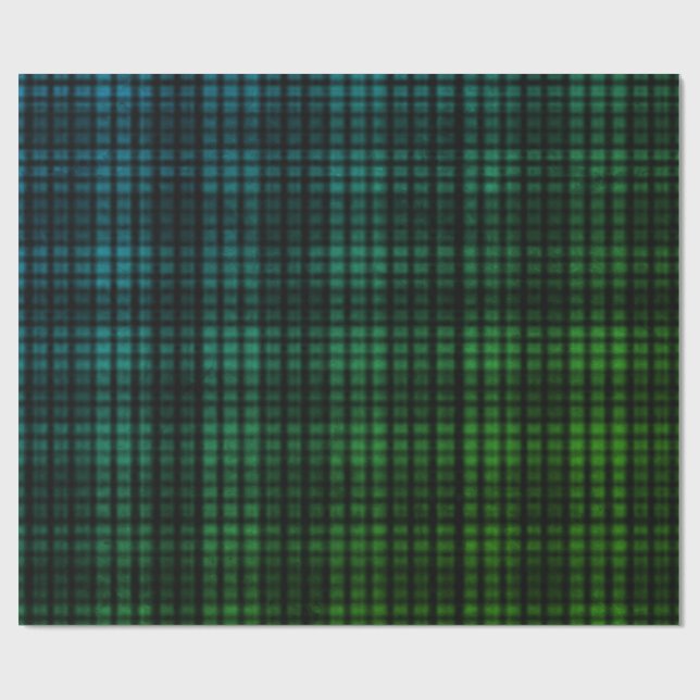 Green Blue Plaid Wrapping Paper (Flat)