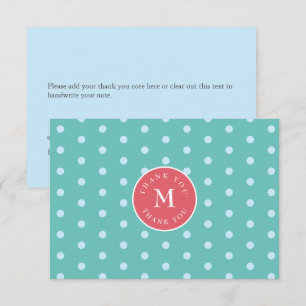 Green Blue Polka Dot Flat Thank You Card