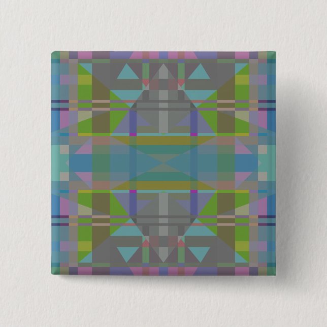 Green Blue Purple Geometric 15 Cm Square Badge (Front)