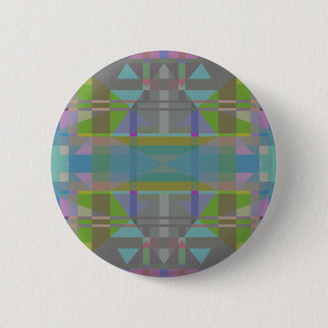 Green Blue Purple Geometric 6 Cm Round Badge (Front)