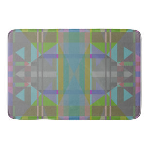 Green Blue Purple Geometric Bath Mat
