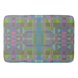 Green Blue Purple Geometric Bath Mat